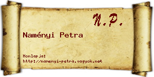Naményi Petra névjegykártya
